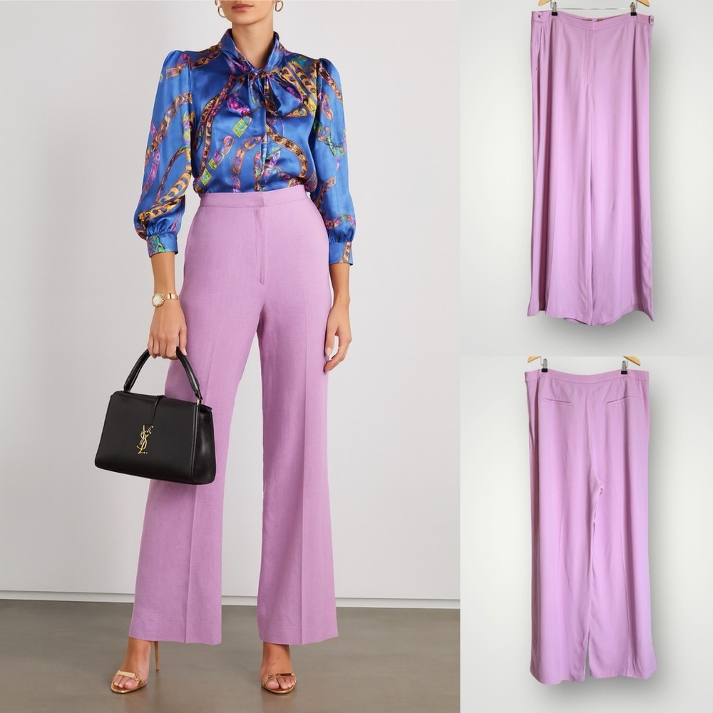 Hugo Boss Wide Leg Trouser Pants Plus Size 16 Acetate Blend Pink 35” Inseam EUC